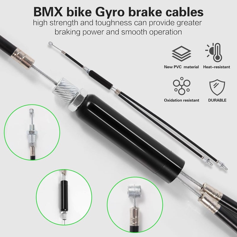 Gionfe كابلات فرامل جيرو لدراجة BMX أمامية + خلفية (علوية + سفلية) مع مجموعة دوار سبينر كاملة، مجموعة كابلات وخطوط فرامل دراجة BMX واستبدال السكن لمعظم أنظمة الجيرو ودراجات 20 بوصة، احترافية - Image 3